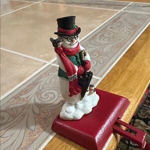 Festive Snowman Stocking Holder Holiday Decor - Red/White